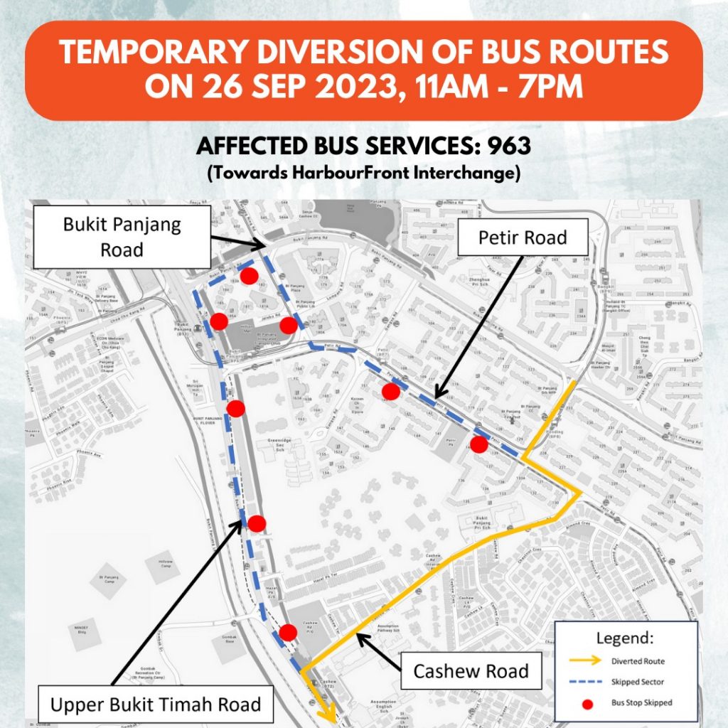 Temporary Diversion of bus routes Sept 26 11 am-7pm