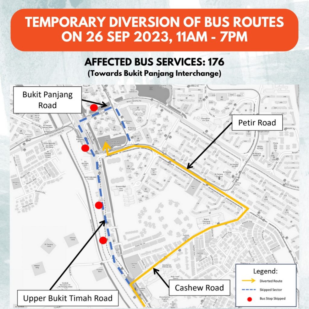 Temporary Diversion of bus routes Sept 26 11 am-7pm