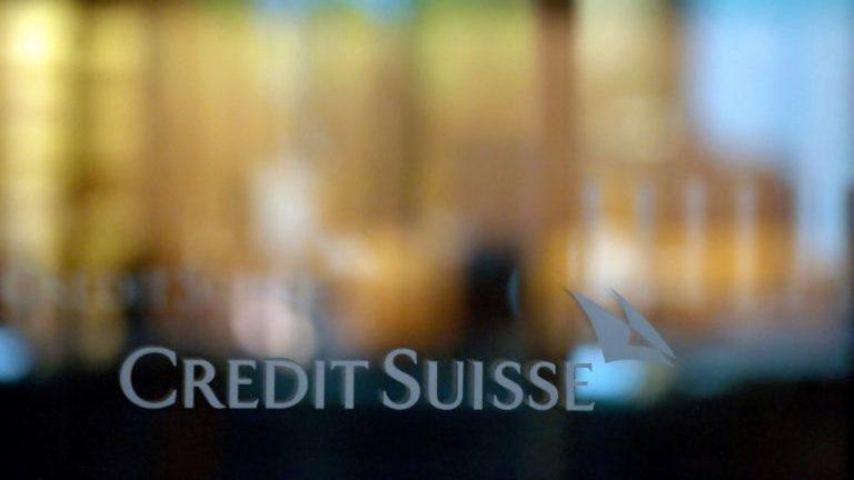Credit Suisse Logo on Glass