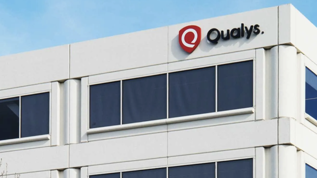 Qualys logo on a building.