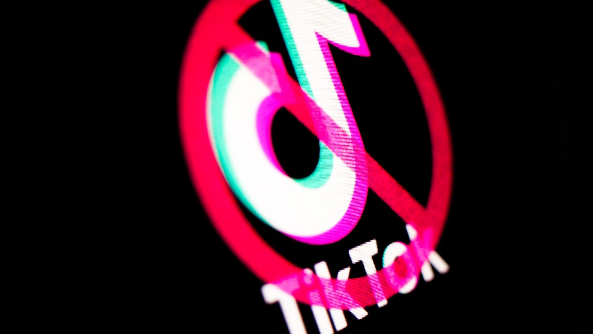 TikTok banned. Logo on the screen